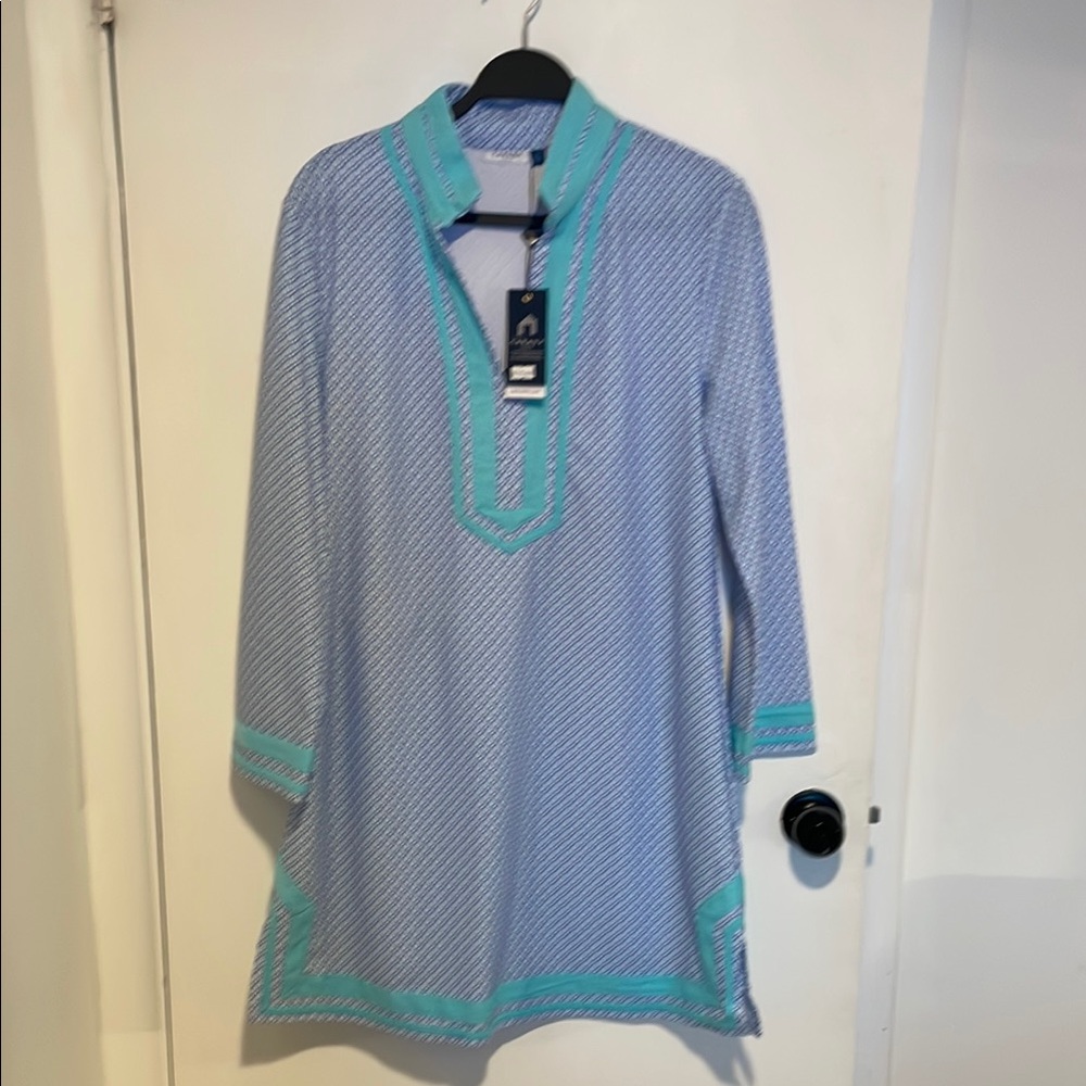 Cabana Life Blue Resort Wear Long Sleeve Dress
